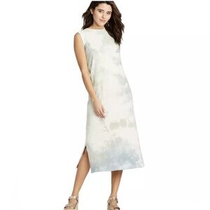 Universal Thread Tie Dye Midi Sleeveless T Shirt Dress SZ XL Blue Green